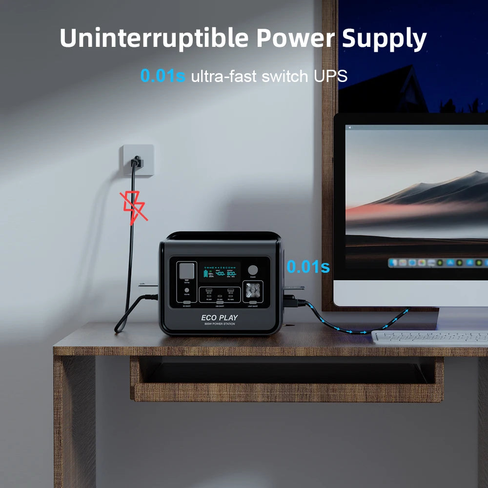 Eco Play EP800 512Wh Portable Power Station 800W AC Output