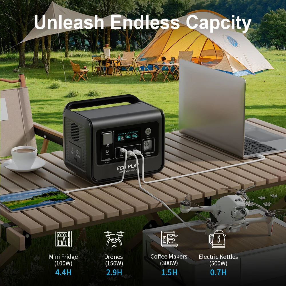 Eco Play EP800 512Wh Portable Power Station 800W AC Output