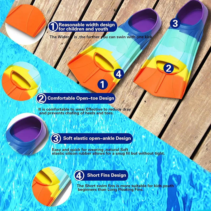 XMSJ Silicone Swim Fins For Beginners Kids And Adults