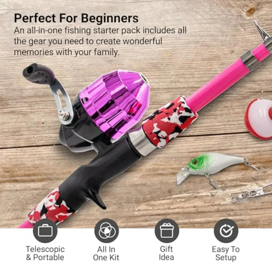 Portable Telescopic Fishing Rod Set With Tackle Box And Net