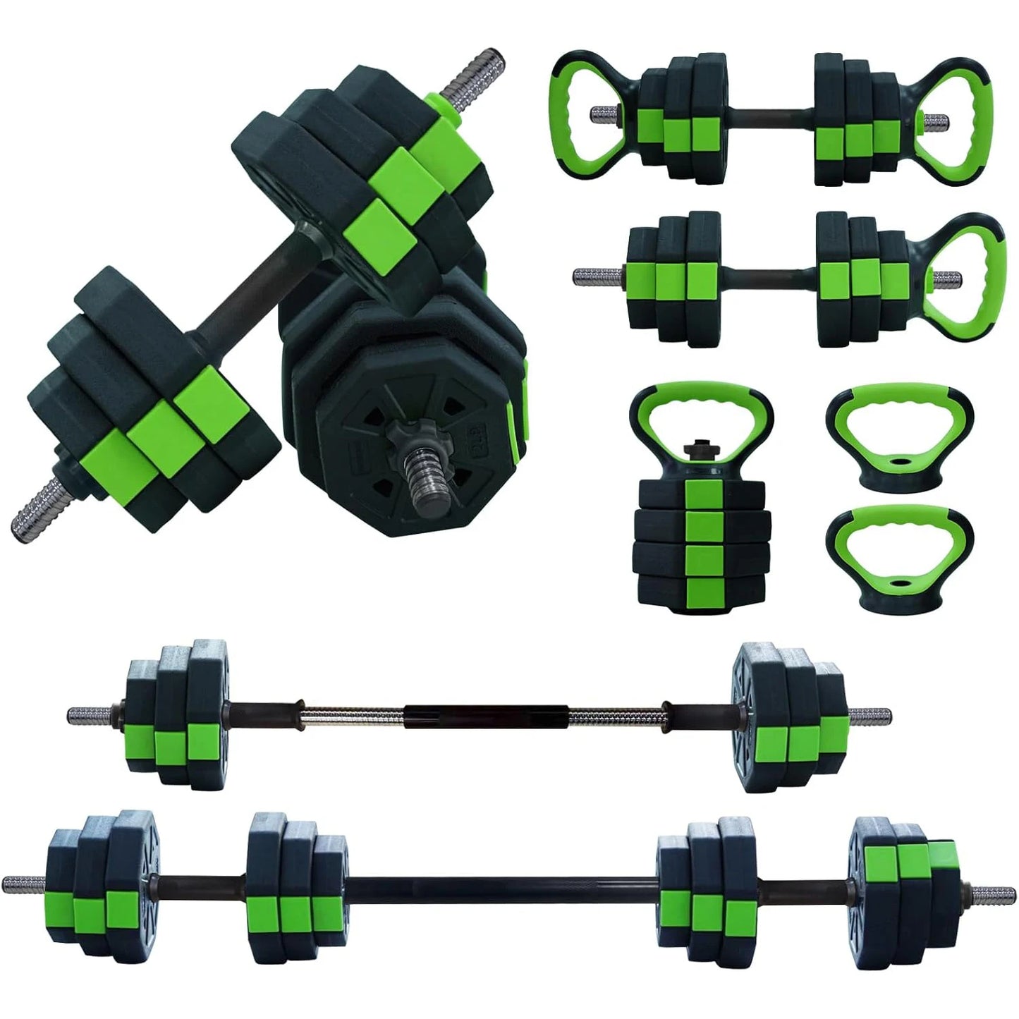 4 In 1 Adjustable Dumbbell Set Kettlebell Barbell Home Gym