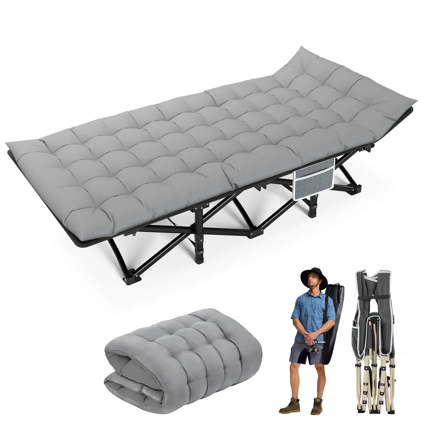 Folding Camping Cot Portable Heavy Duty Bed For Adults