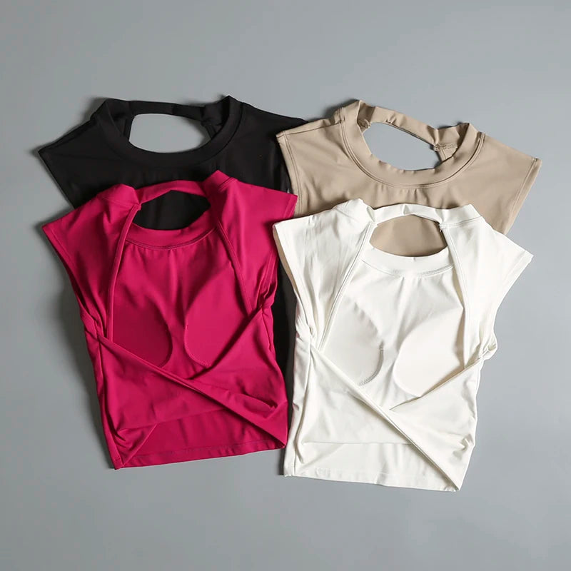 Womens Quick Dry Backless Sports Tank Top Yoga Slimming