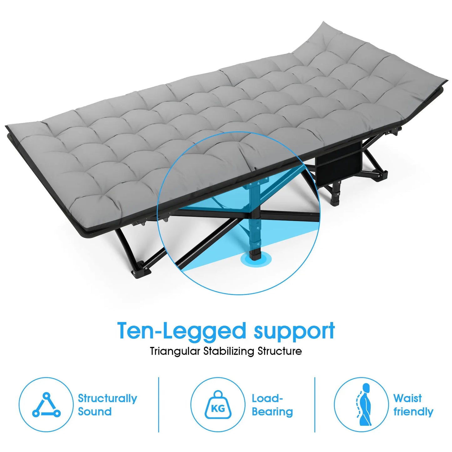 Folding Camping Cot Portable Heavy Duty Bed For Adults
