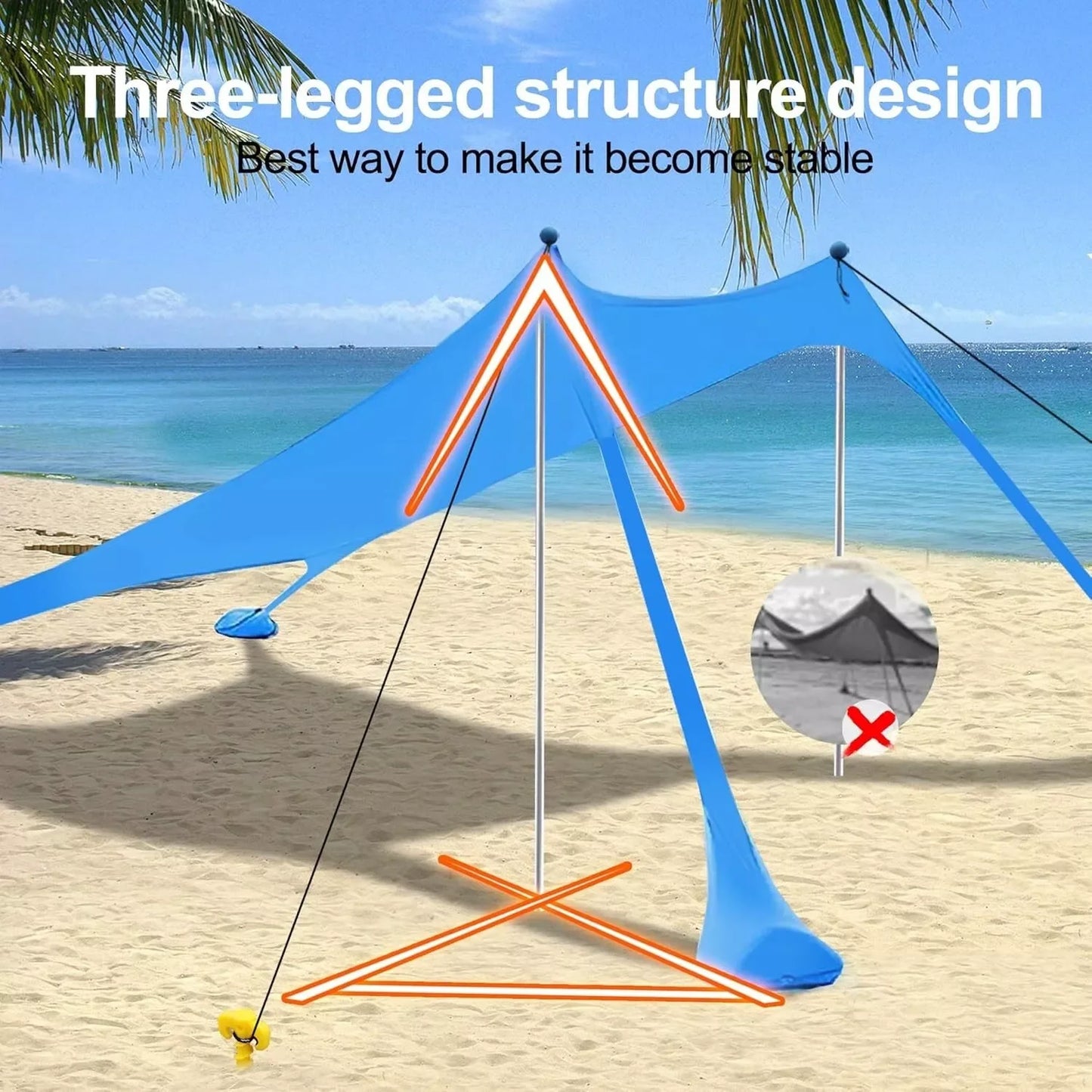Outdoor Beach Tent Sun Shade UV Windproof Pop Up Sun Shelter