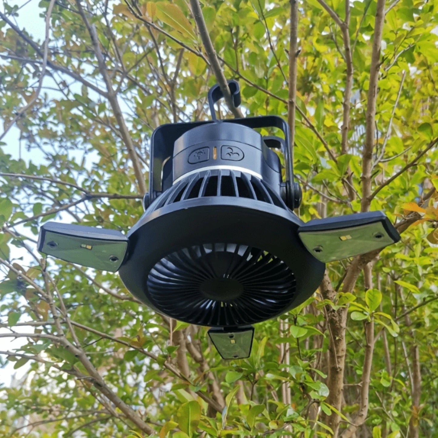 Portable Solar Camping Fan With LED Lantern 4000mAh Battery