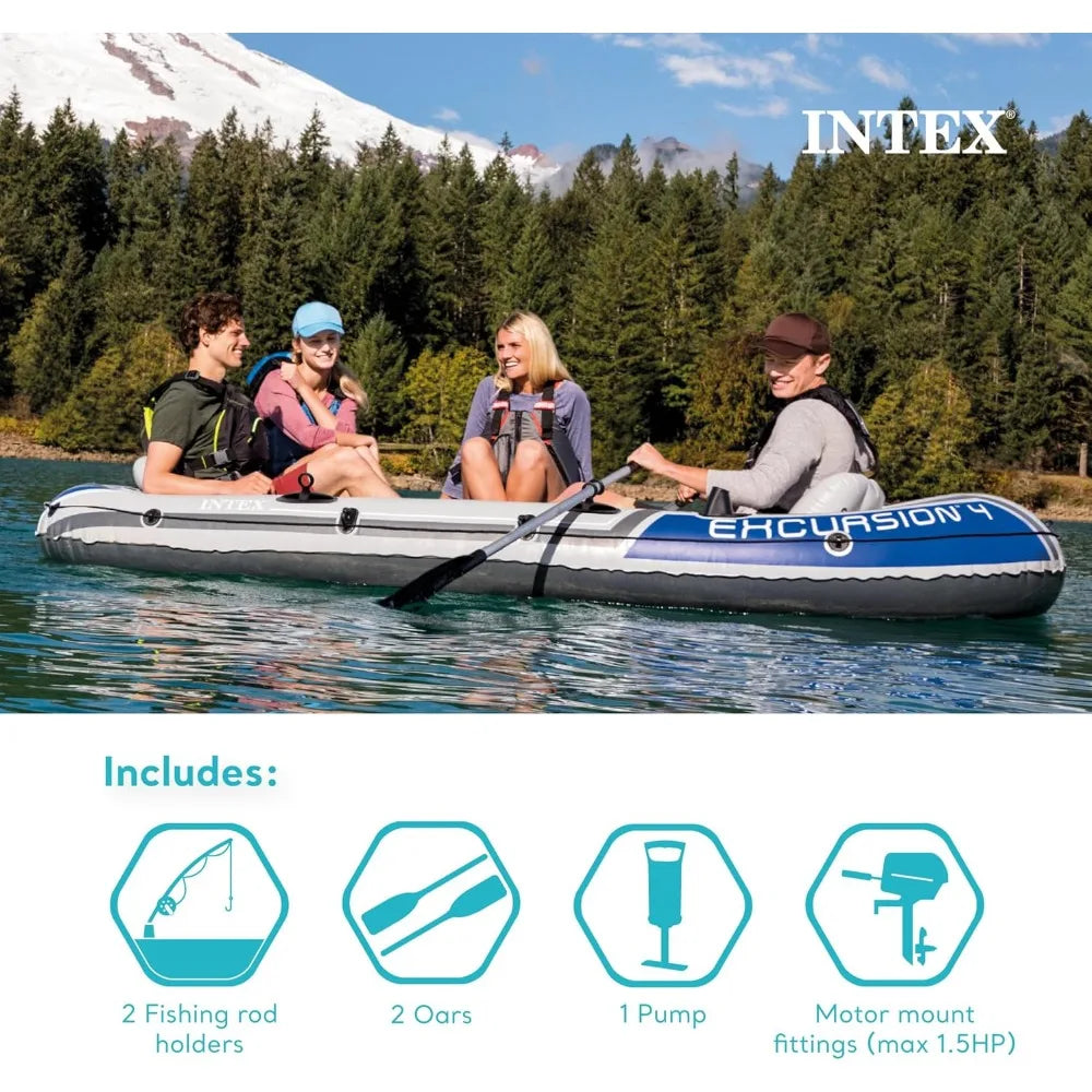 Inflatable Boat Set 1100lb Capacity With Deluxe Oars And Pump