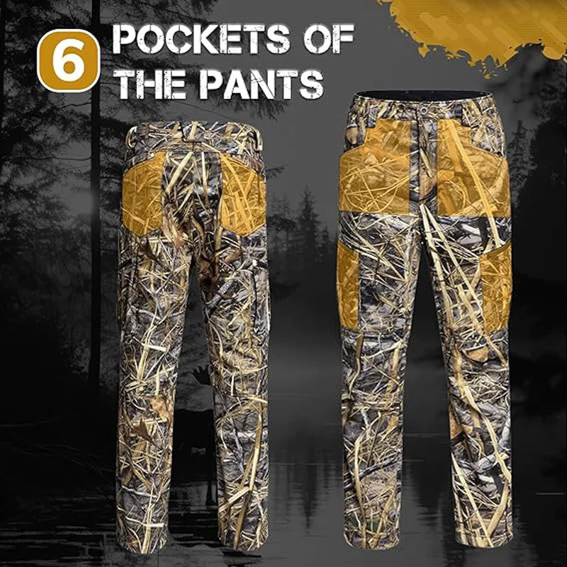 VOTAGOOCN Quiet Hunting Softshell Fleece Pants Camouflage