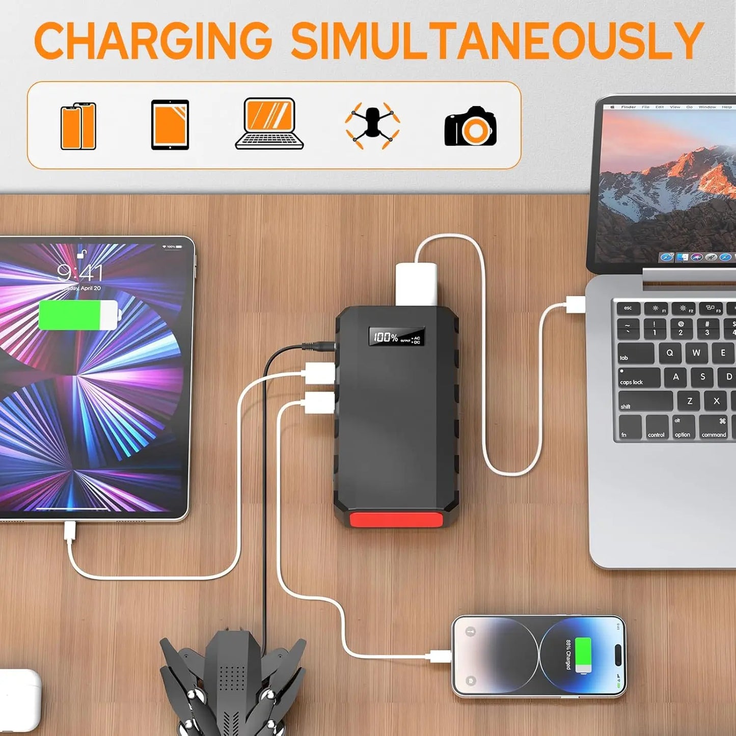 SinKeu Portable Power Station 88Wh 24000mAh AC DC USB QC30