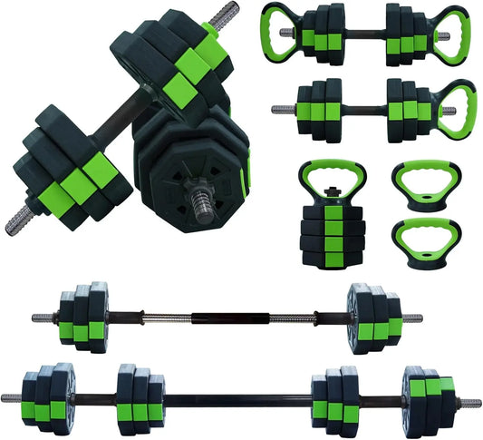 4 In 1 Adjustable Dumbbell Set Kettlebell Barbell Home Gym