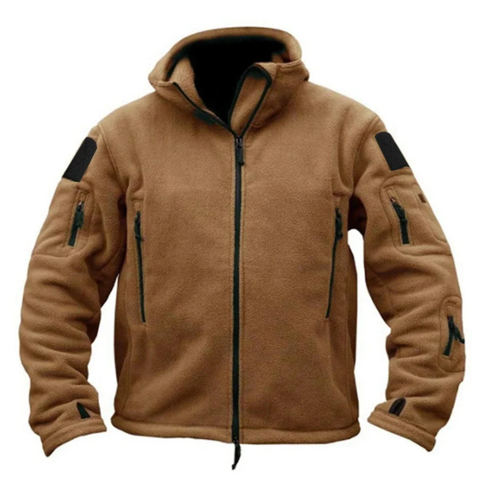 Men Military Winter Thermal Fleece Tactical Hooded Softshell Jacket
