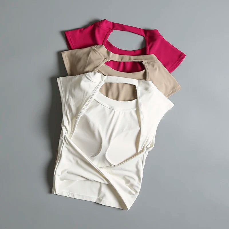 Womens Quick Dry Backless Sports Tank Top Yoga Slimming