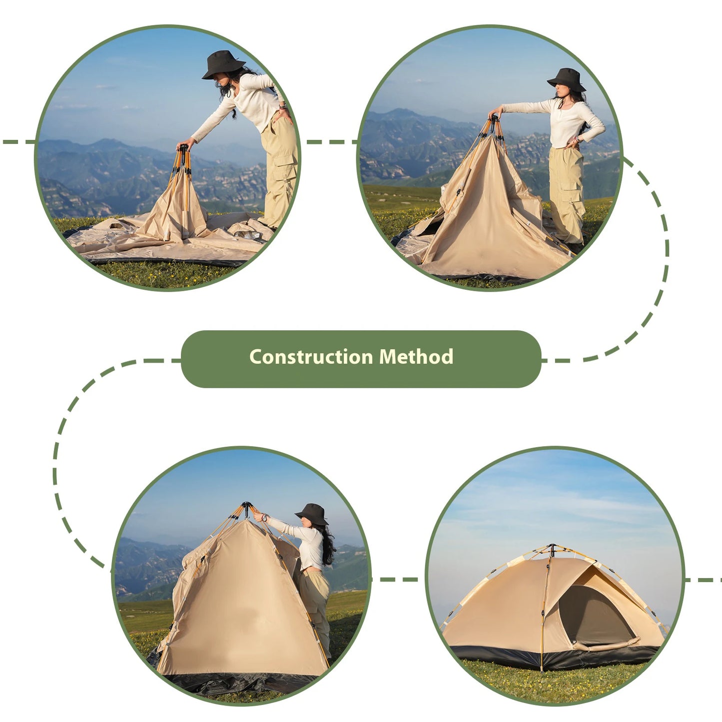 Pakicetus Windproof Camping Tent Easy Setup Family