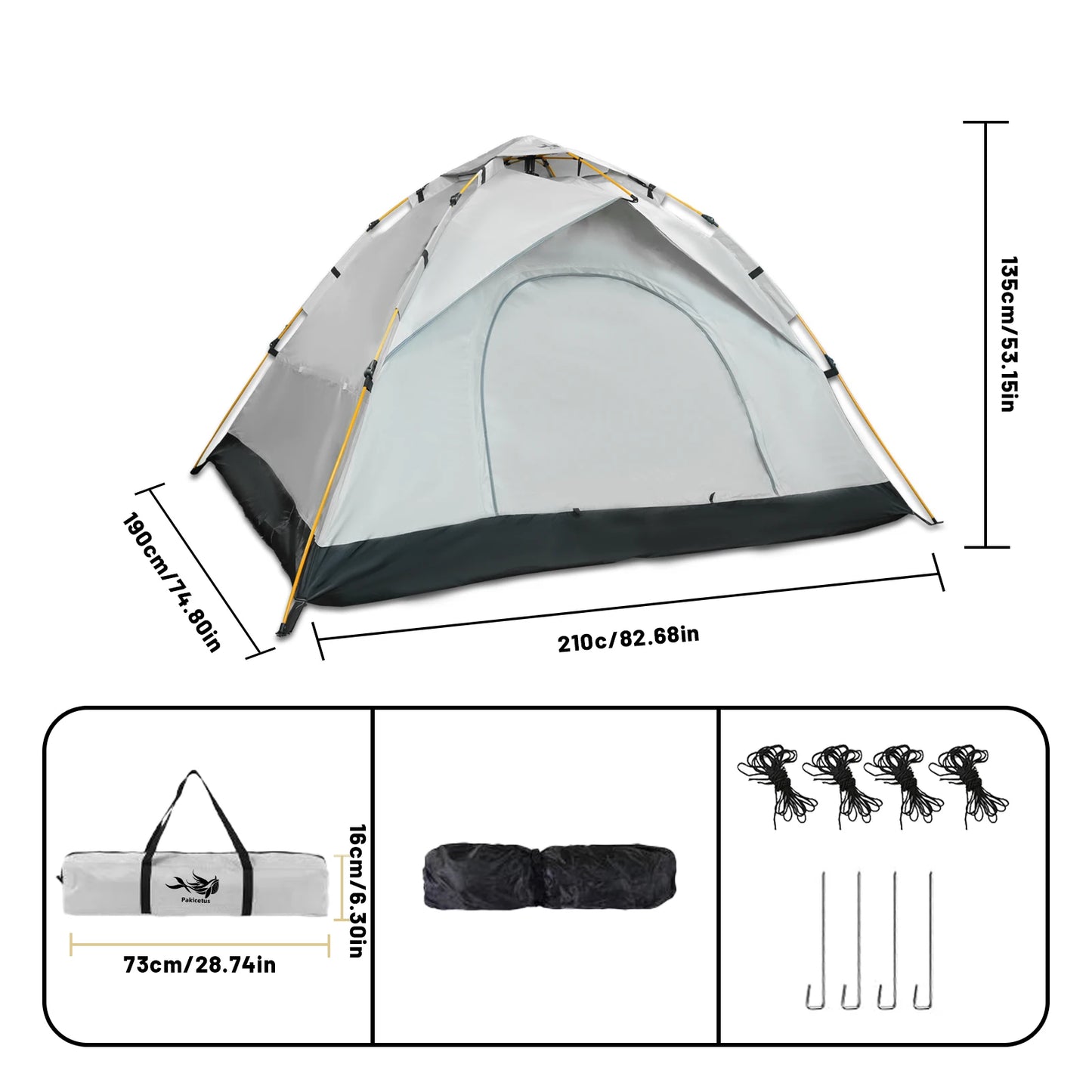 Pakicetus Windproof Camping Tent Easy Setup Family