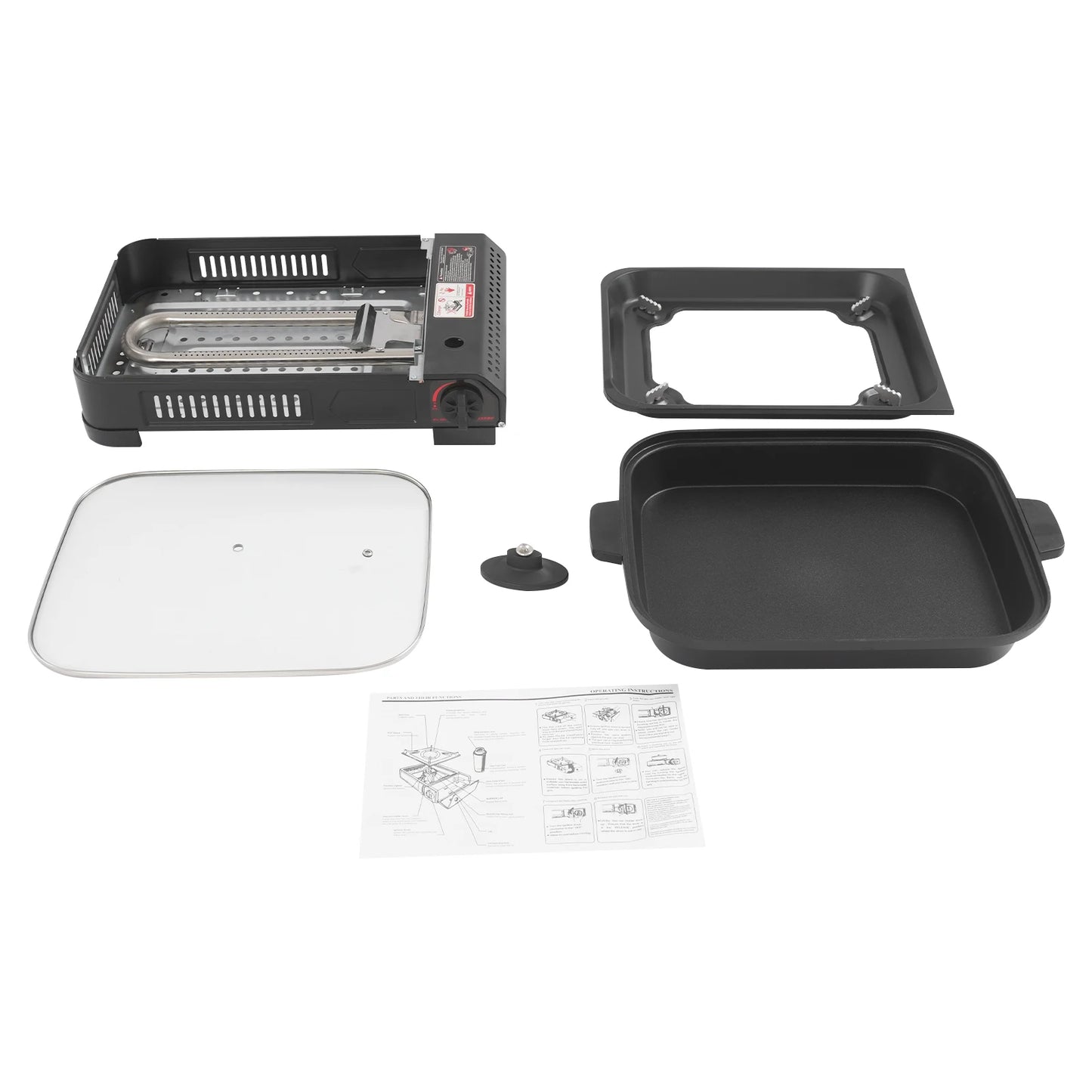 2.1KW Portable Butane Camping Grill Stove With Tray Lid