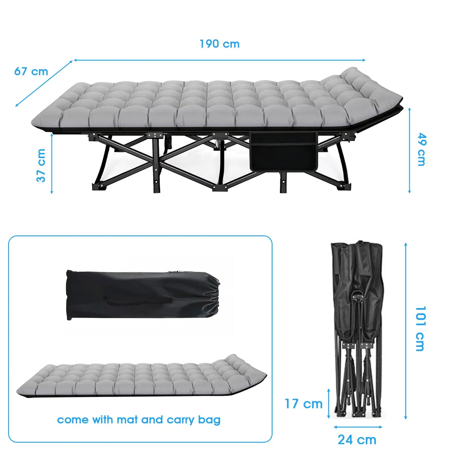 Folding Camping Cot Portable Heavy Duty Bed For Adults