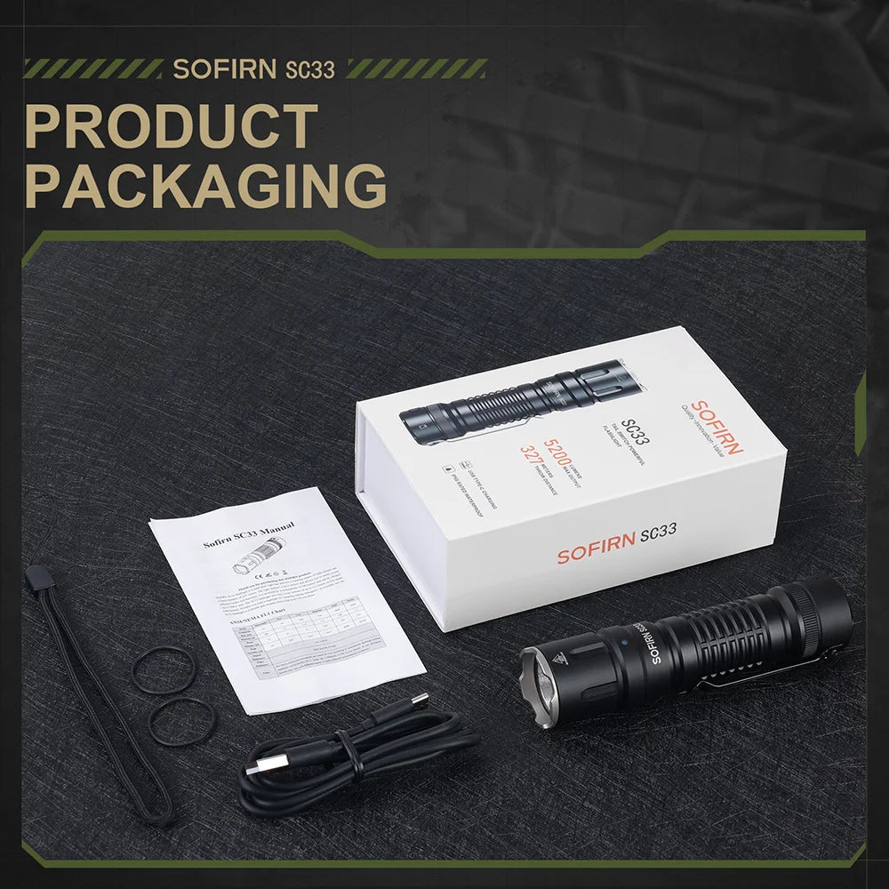Sofirn SC33 XHP703 HI Flashlight 5200lm USB C Rechargeable