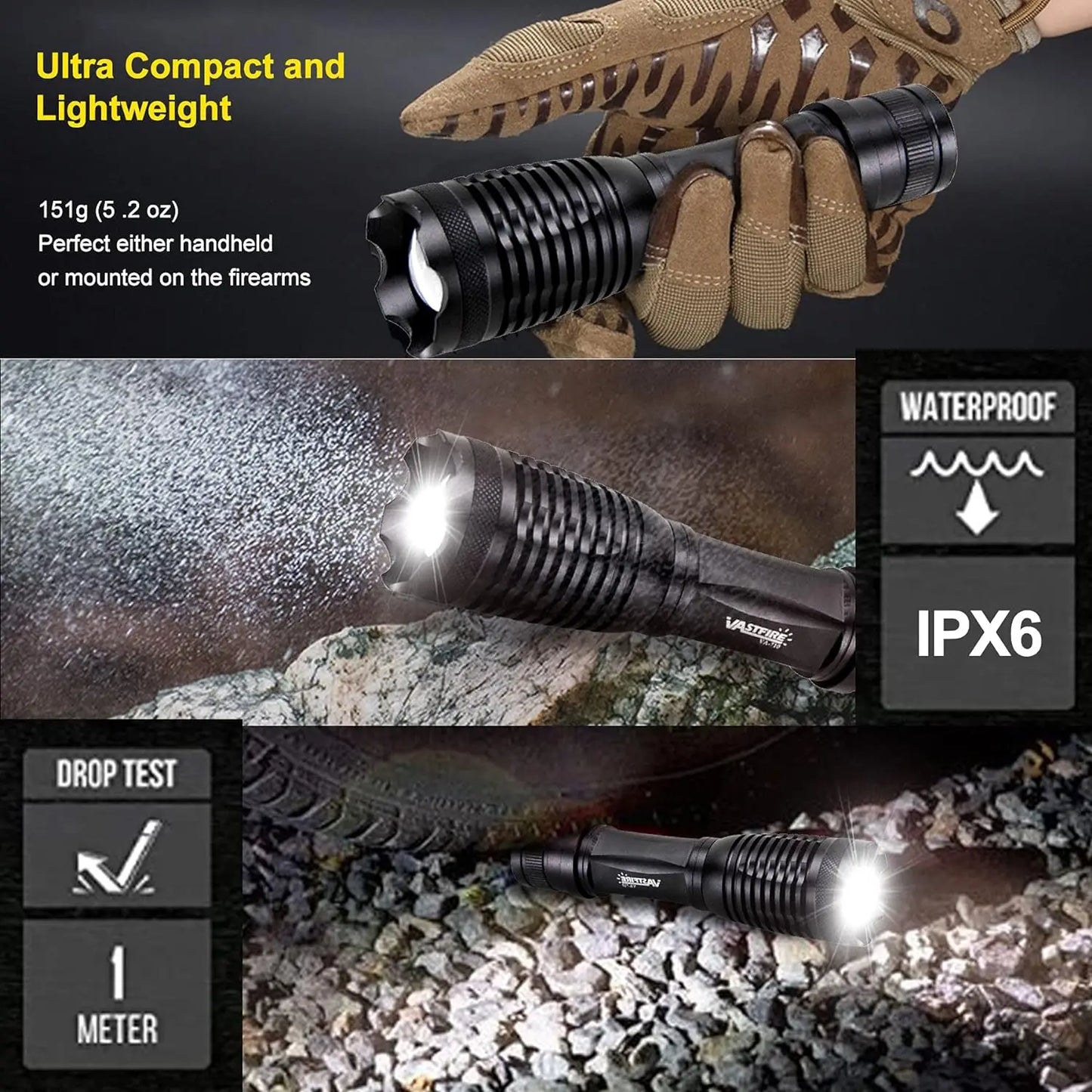 VASTFIRE 1200 Lumen LED Flashlight VA 710 Remote Switch