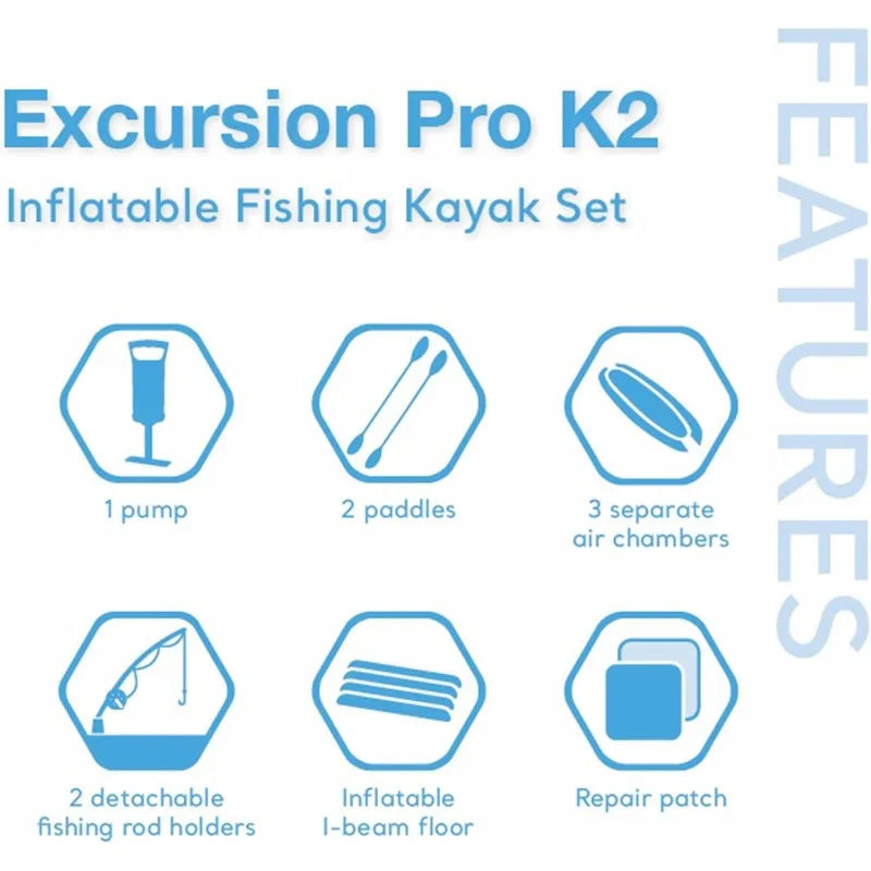 Intex Excursion Pro K2 Inflatable Kayak Set With Paddles