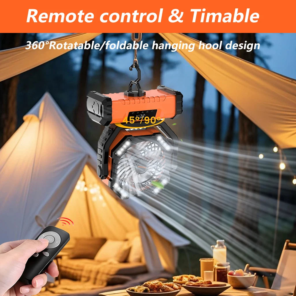 Portable 20000mAh LED Camping Fan With Touch Control