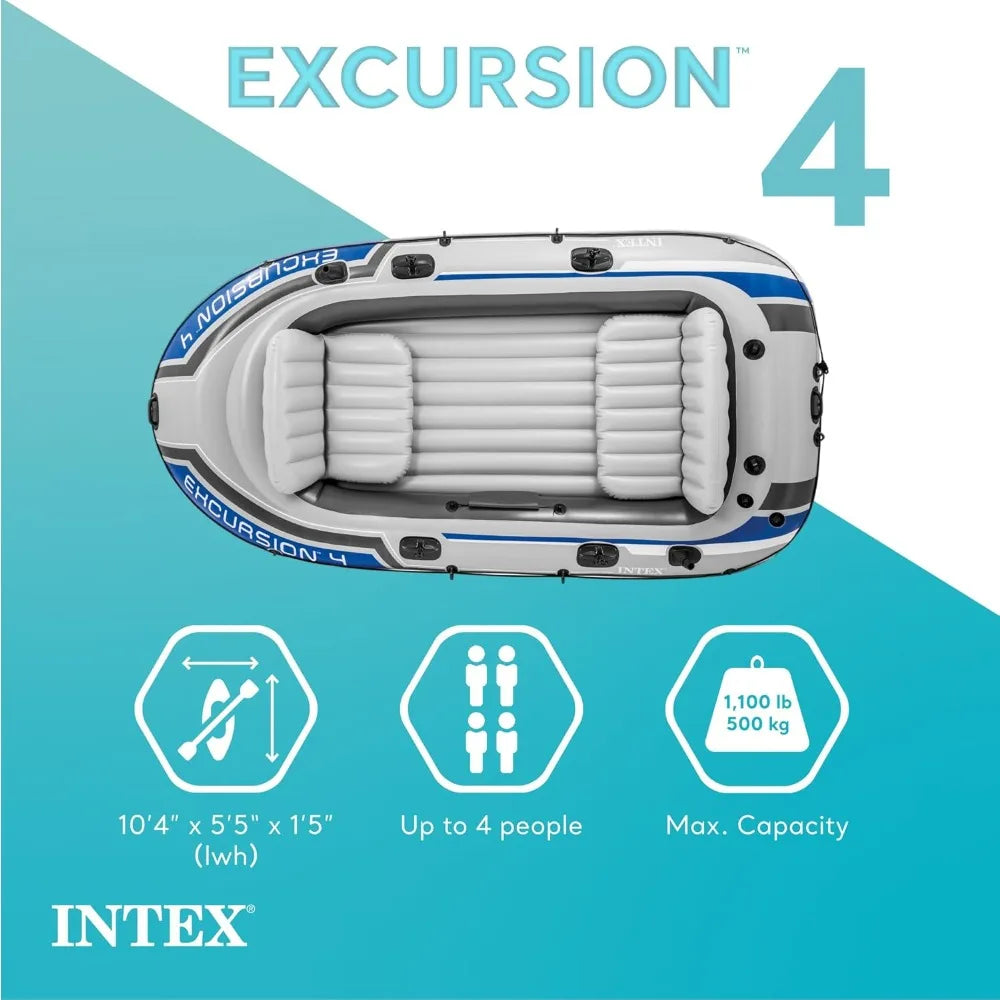 Inflatable Boat Set 1100lb Capacity With Deluxe Oars And Pump
