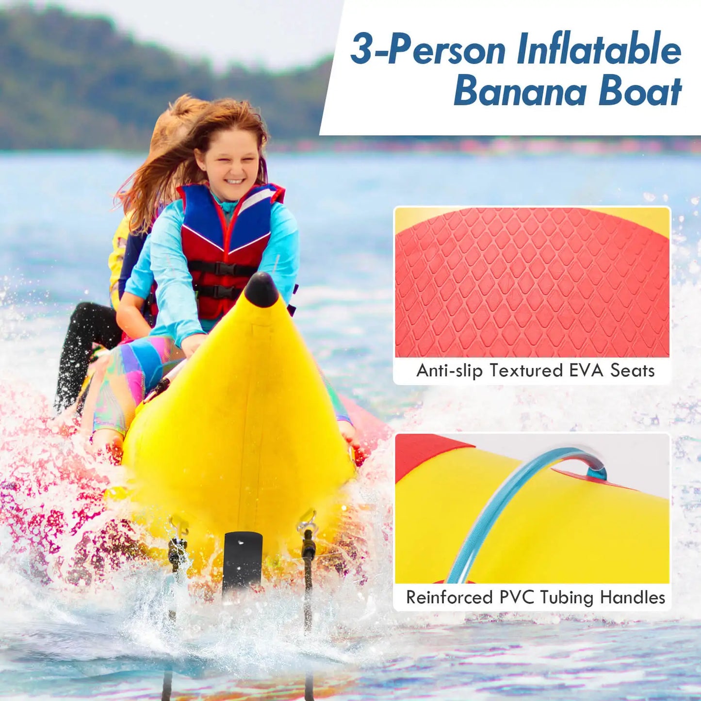 MULTIGOTH Three Person Inflatable Banana Boat With Electric Air Pump For Water Sports