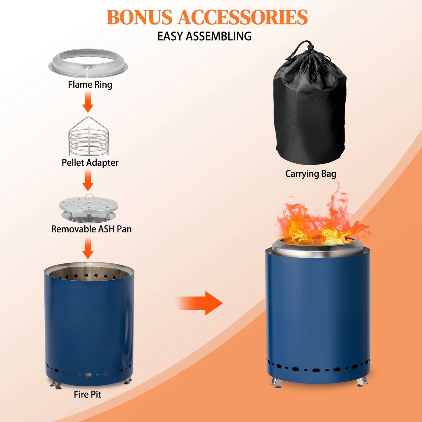 Smokeless Fire Pit Portable Compact Design for Outdoor Use with Lightweight Construction