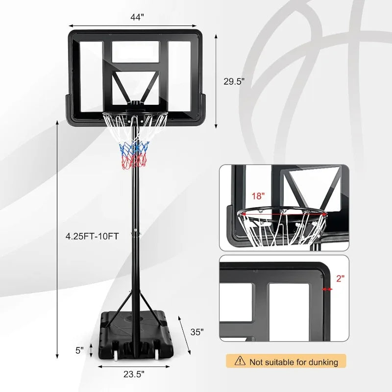 Elite Outdoor GYMAX Portable Basketball Hoop Backboard
