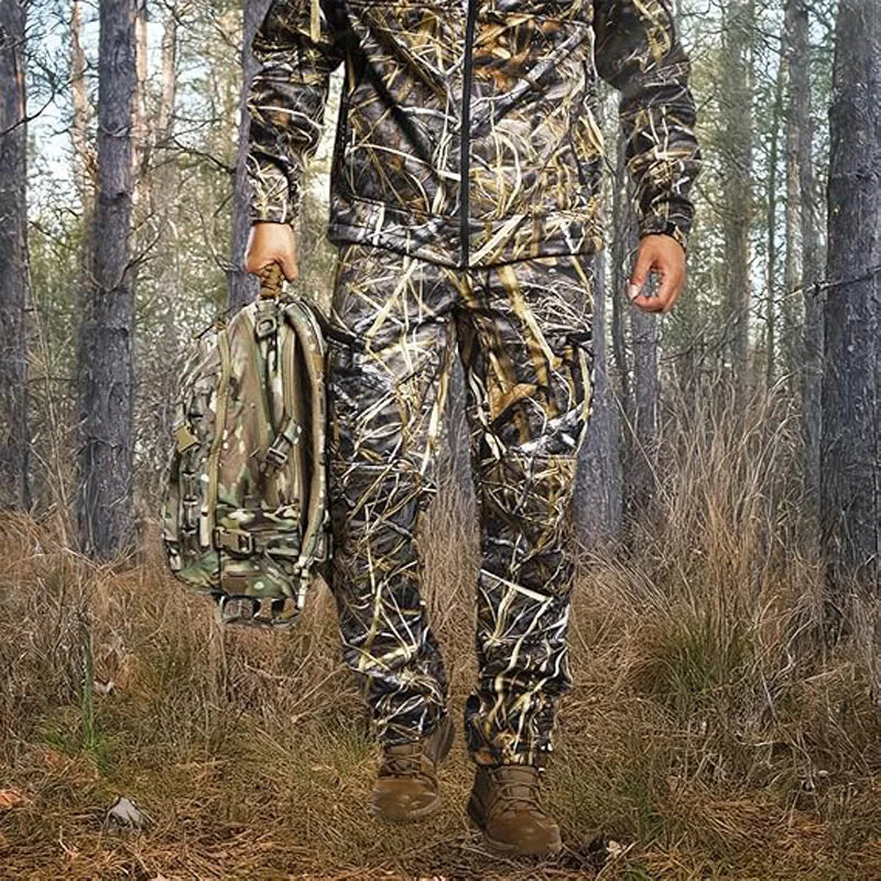 VOTAGOOCN Quiet Hunting Softshell Fleece Pants Camouflage