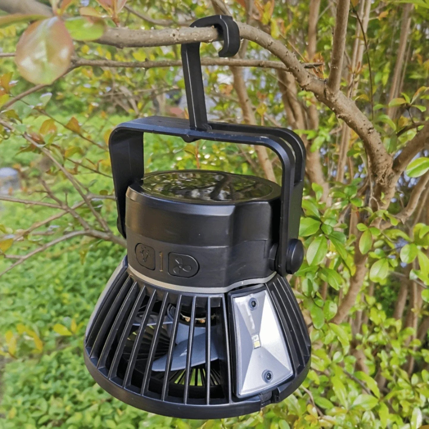Portable Solar Camping Fan With LED Lantern 4000mAh Battery