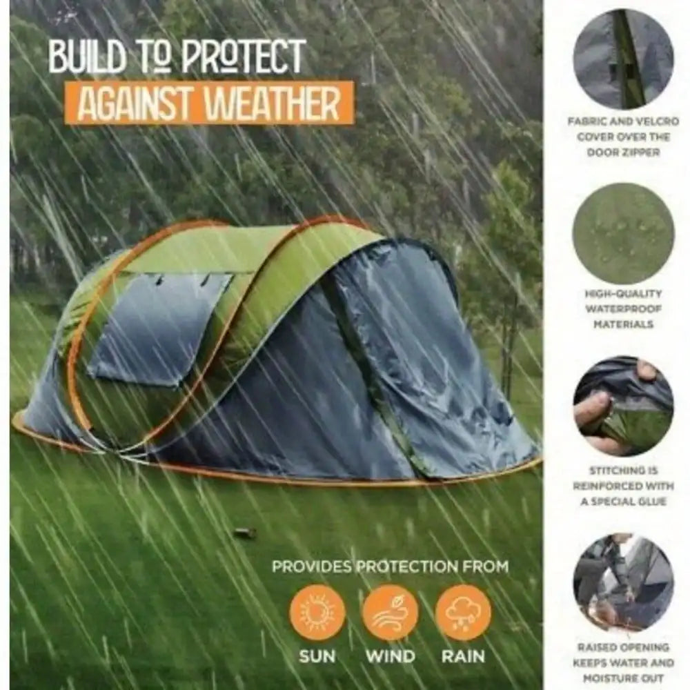Pop Up Camping Tent With Two Doors UPF50 Plus Waterproof