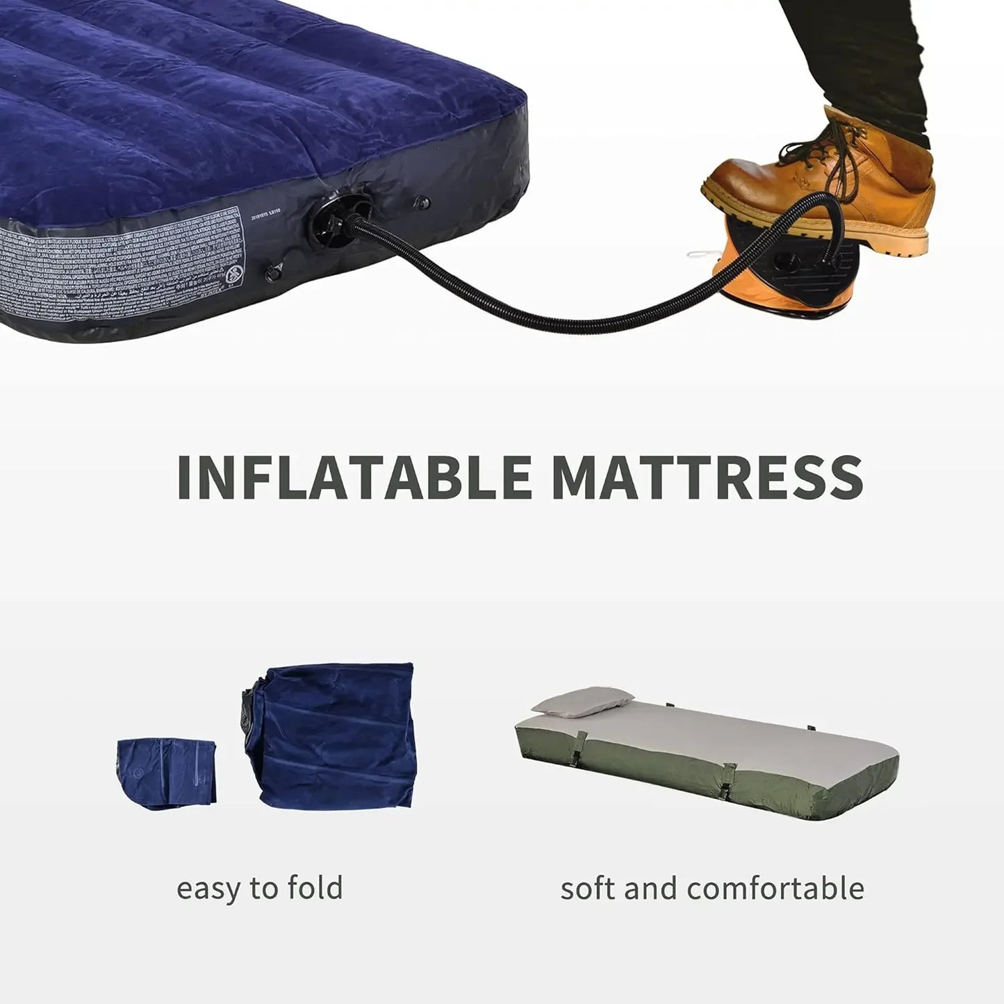 XMSJ Multifunctional Folding Camping Cot For Adults With Elevated Tent And Thick Air Mattress Pad