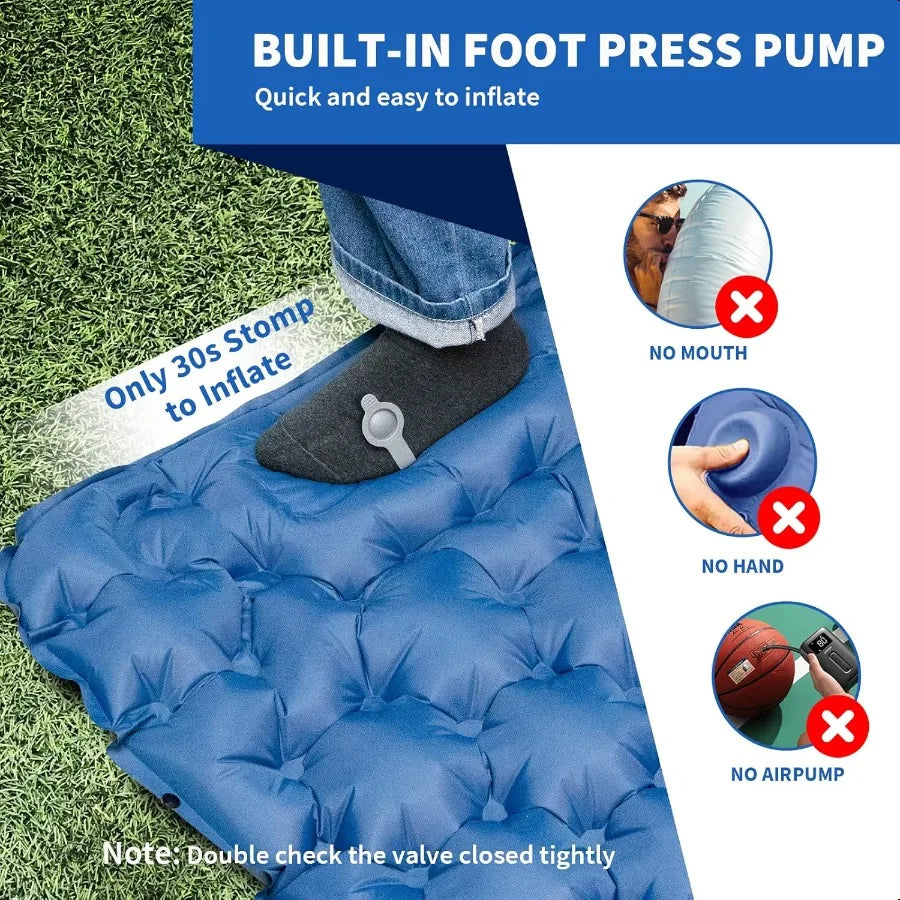 Ultralight Sleeping Pad With Builtin Foot Pump For Camping