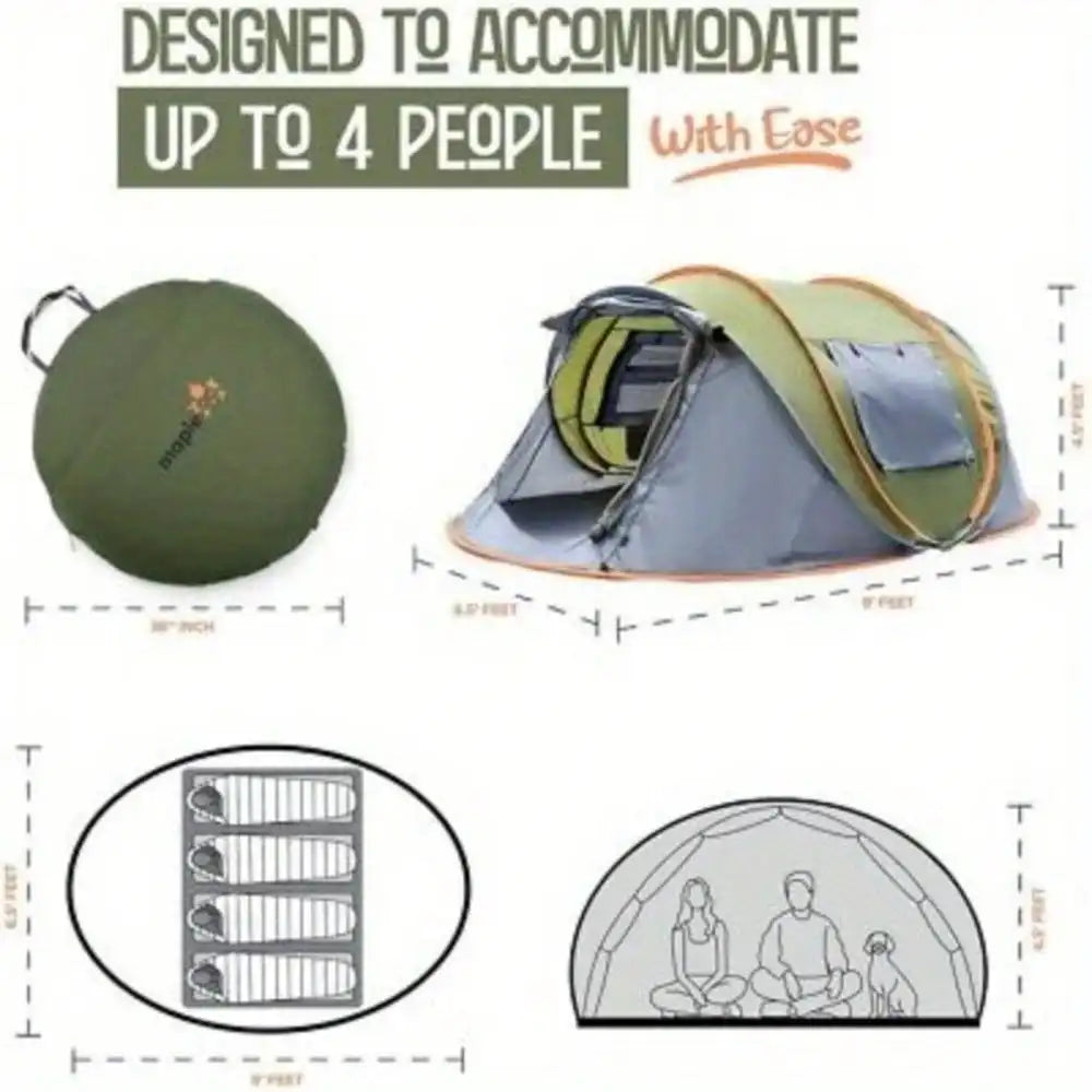Pop Up Camping Tent With Two Doors UPF50 Plus Waterproof