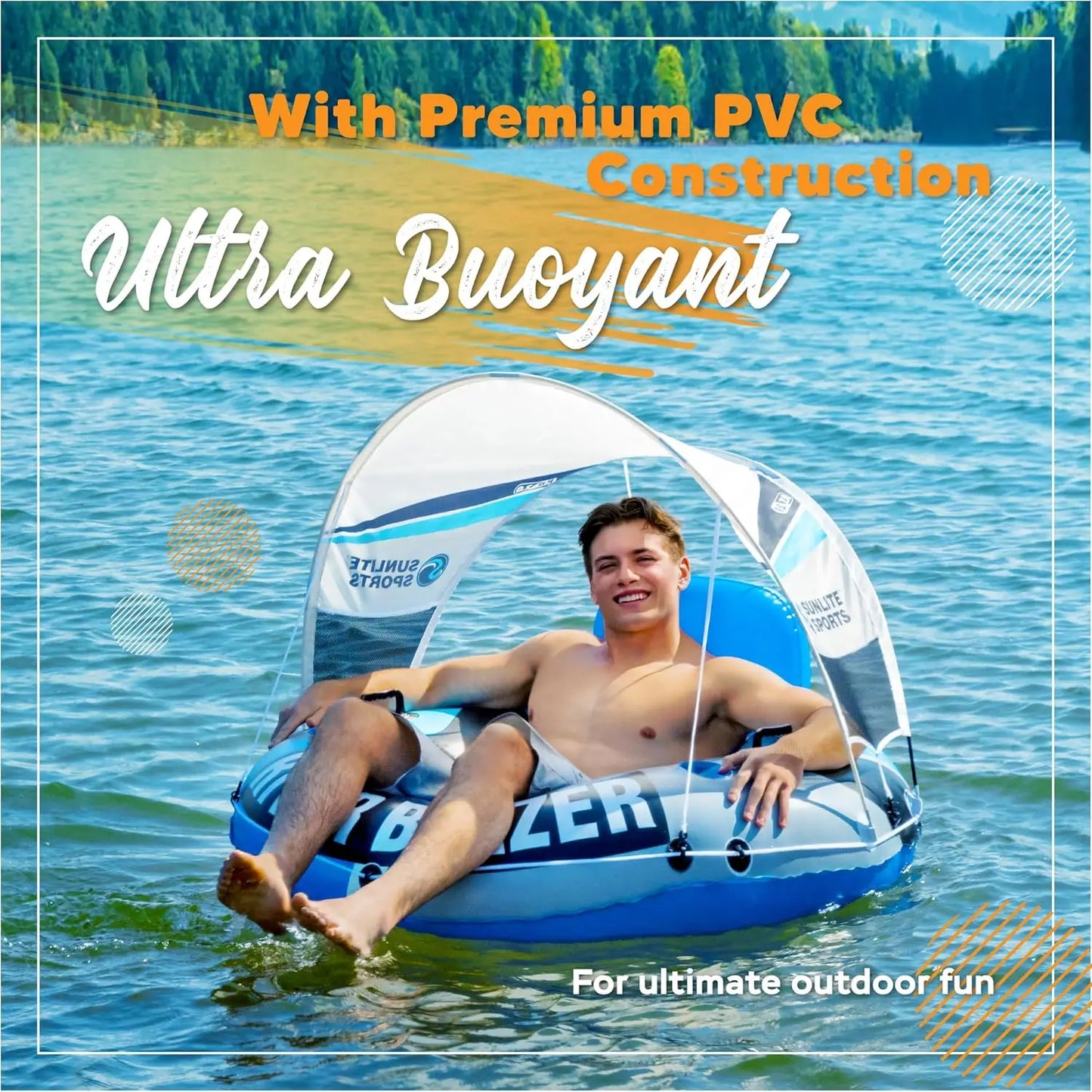 Hignconcerned River Tube Inflatable Water Float With Canopy