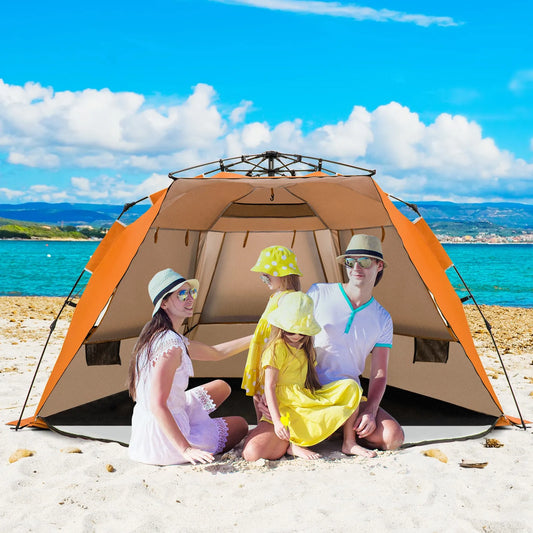 Instant Pop Up Beach Tent With Zippered Front Porch Windows