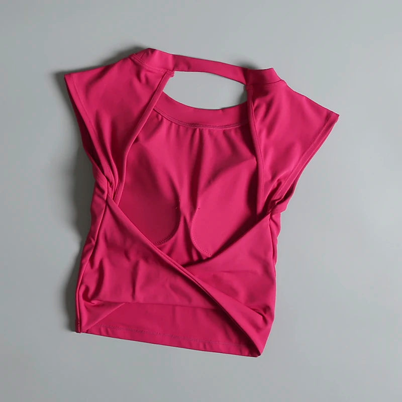Womens Quick Dry Backless Sports Tank Top Yoga Slimming