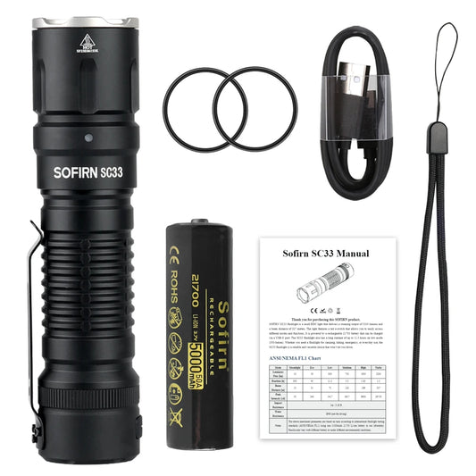 Sofirn SC33 XHP703 HI Flashlight 5200lm USB C Rechargeable