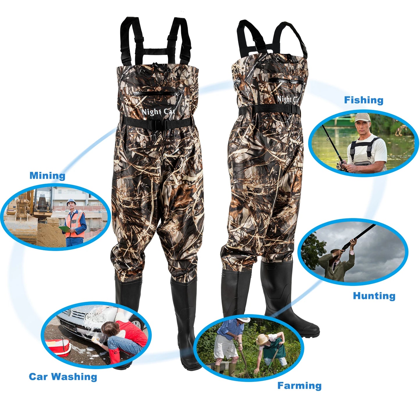Chest Waders With Boots For Fishing Waterproof Nylon PVC