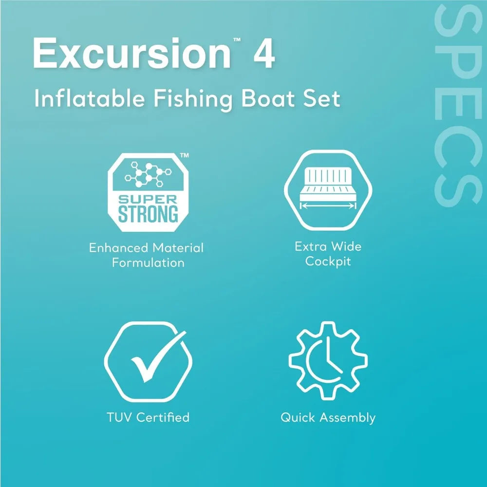 Inflatable Boat Set 1100lb Capacity With Deluxe Oars And Pump
