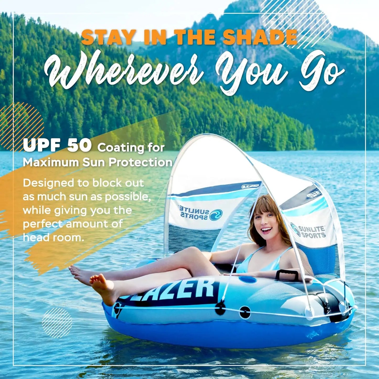 Hignconcerned River Tube Inflatable Water Float With Canopy