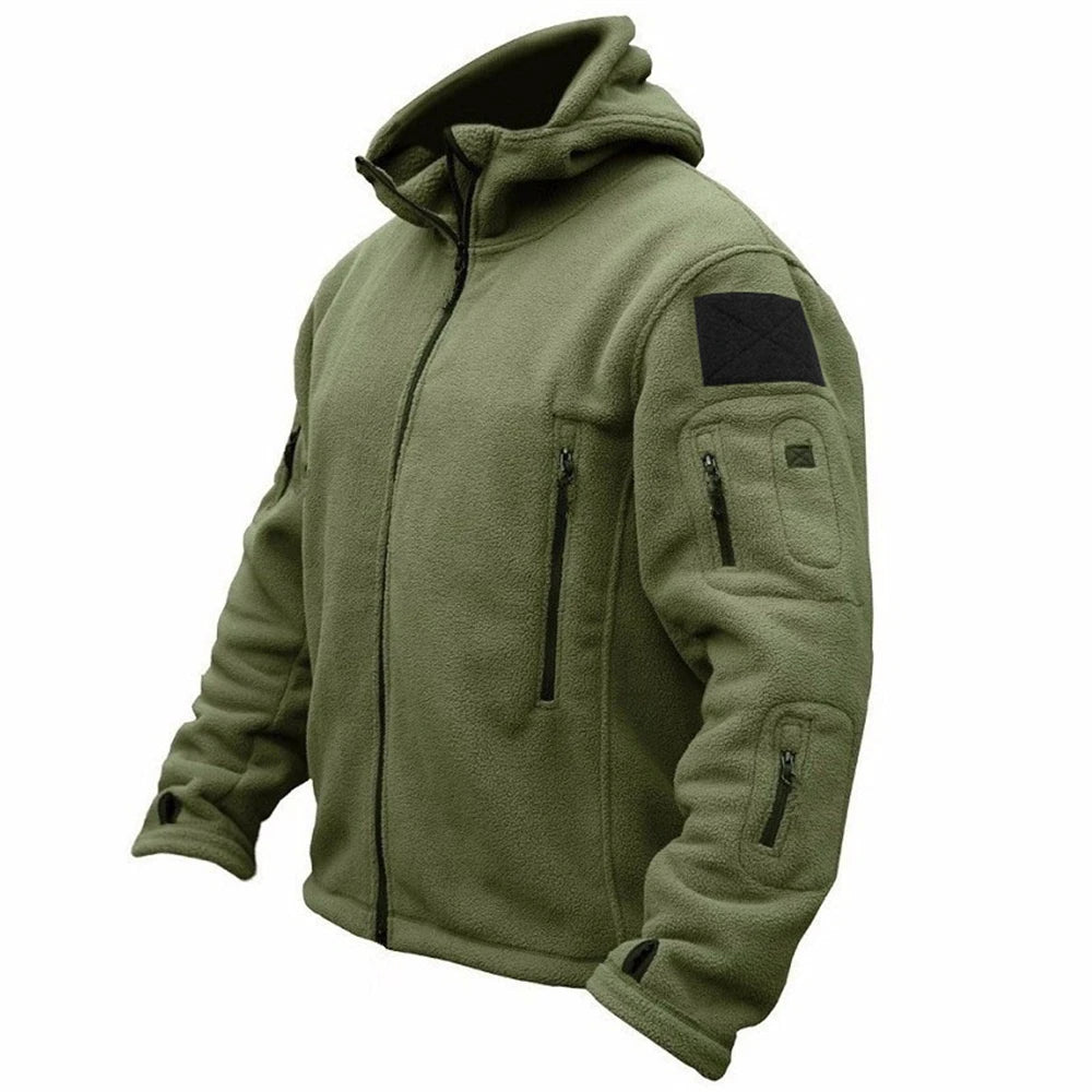Men Military Winter Thermal Fleece Tactical Hooded Softshell Jacket