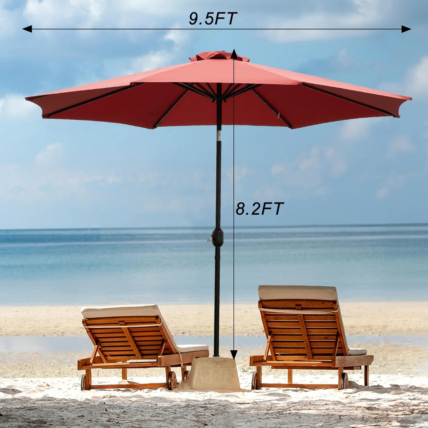 JHK Solar Patio Umbrella 32 LED Lights UV-Resistant Tilt Crank