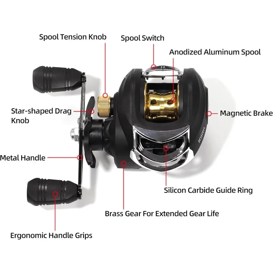 Kilitn Fishing Rod And Reel Combo Baitcasting For Freshwater
