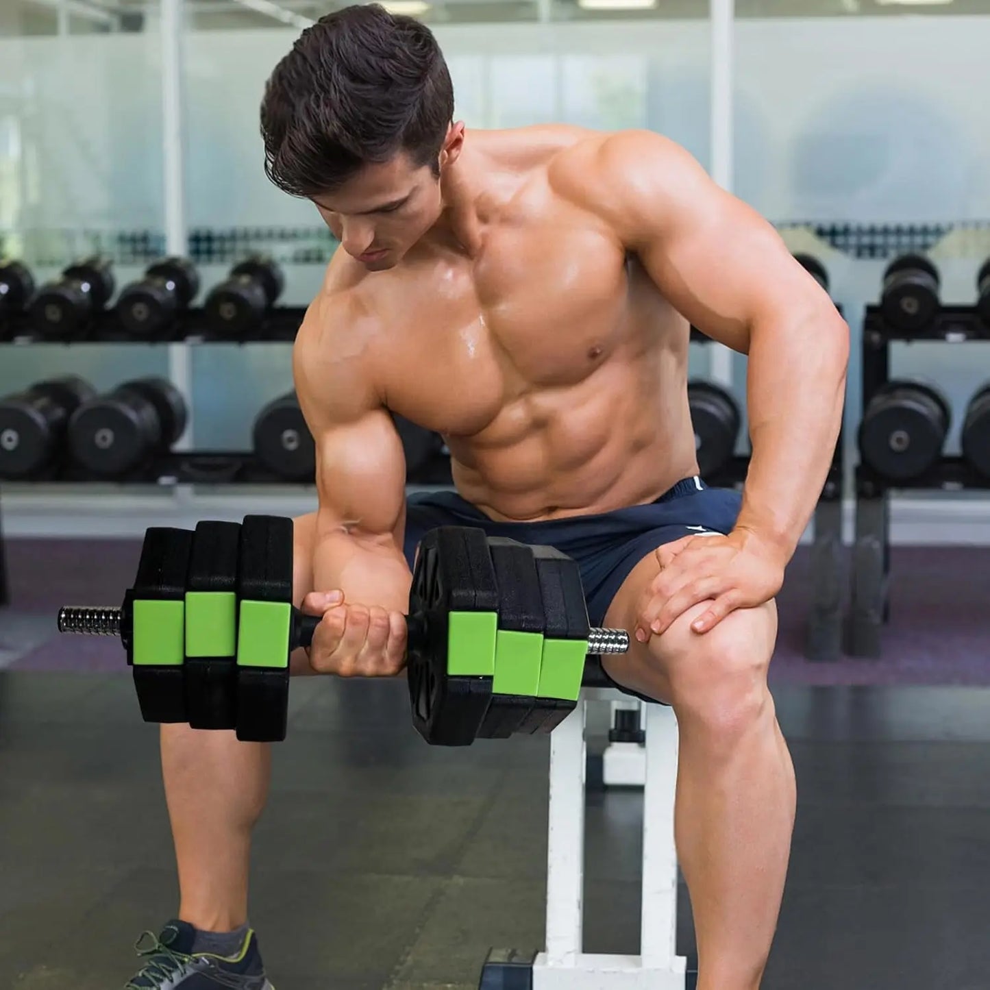 4 In 1 Adjustable Dumbbell Set Kettlebell Barbell Home Gym