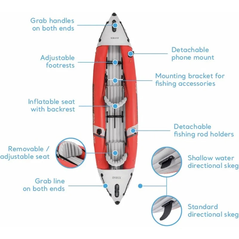 Intex Excursion Pro K2 Inflatable Kayak Set With Paddles