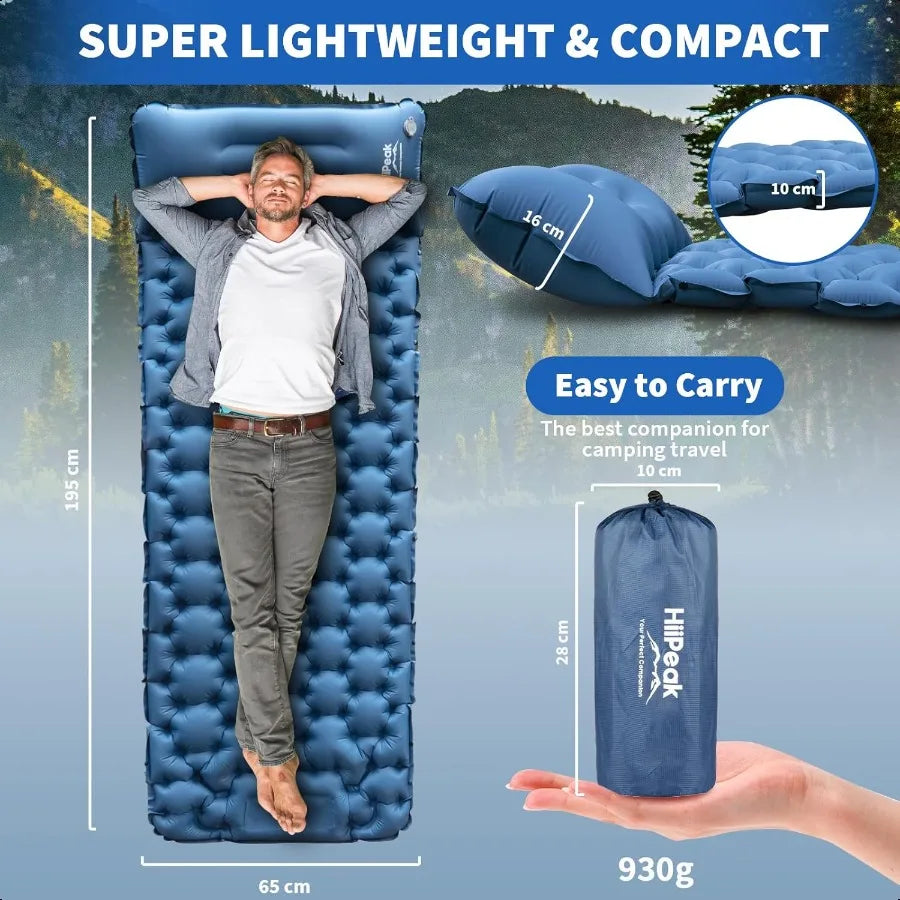 Ultralight Sleeping Pad With Builtin Foot Pump For Camping