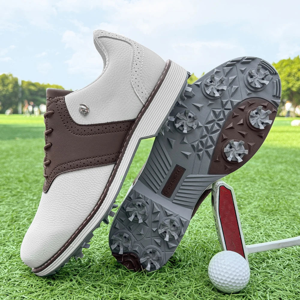 Lenox Mens Golf Shoes Spiked Lace Up Walking Footwear