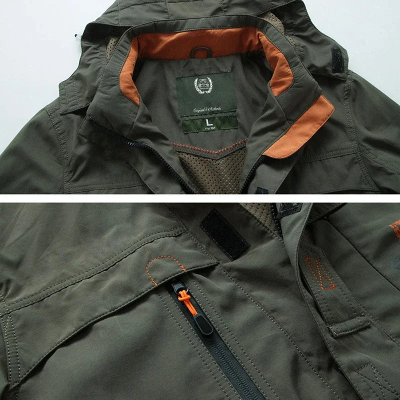 Mens Windproof Hooded Jacket Quick Dry Lightweight Coat