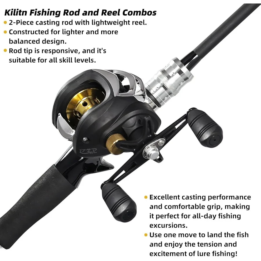 Kilitn Fishing Rod And Reel Combo Baitcasting For Freshwater